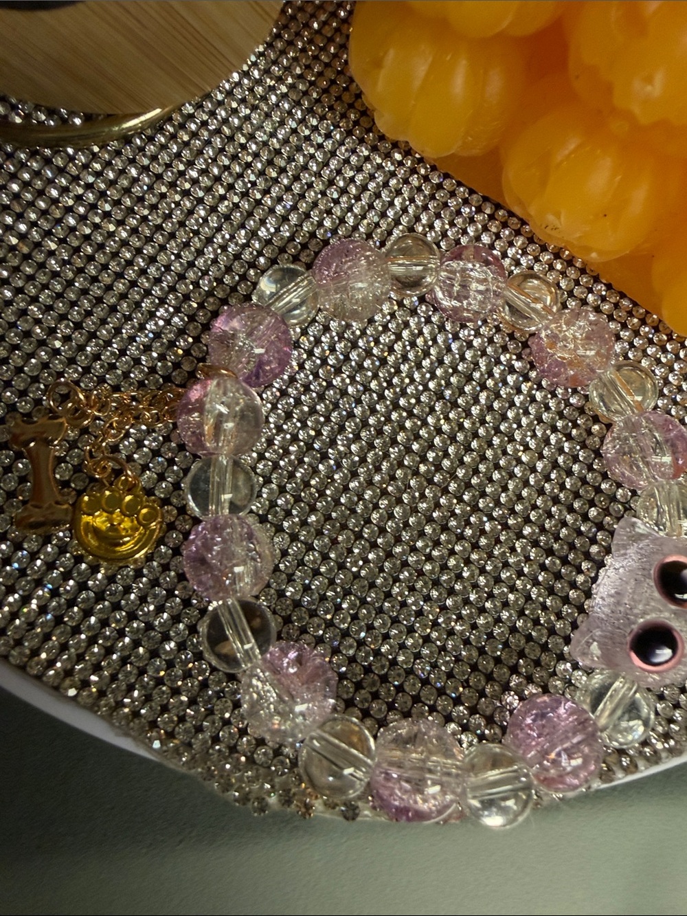 Purple Glass Cat Bead Bracelet. 🆕